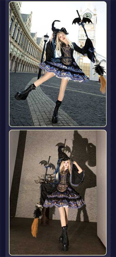 Ying Luo Fu Astrologer Cat Classic Lolita Dress and Cape