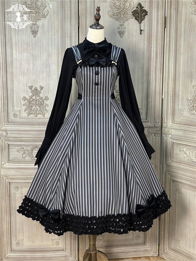 Miss Point Classic Chocolate Stripe Lolita Jumper Dress
