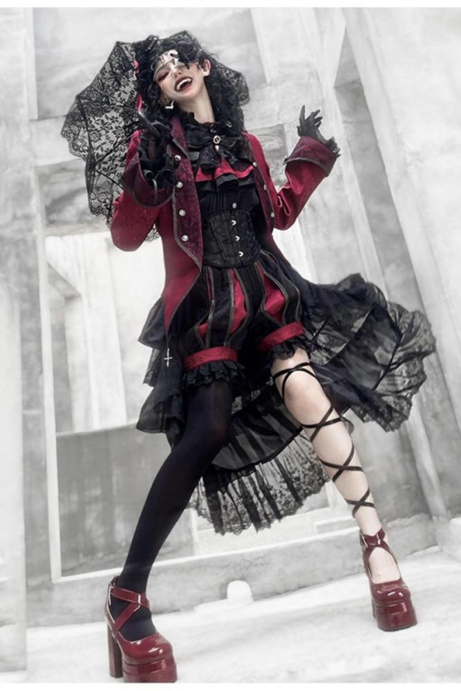 Castle Too Medieval European Style Ouji Coat, Pants Red Coat Size XL In Stock