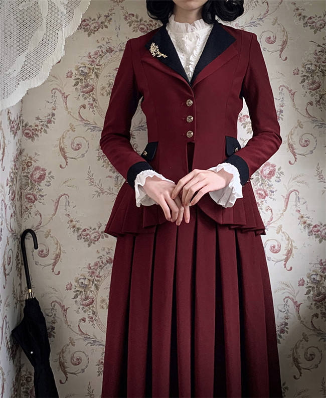 Foxtrot Lolita Plus Size Friendly Vintage Skirt and Coat Set