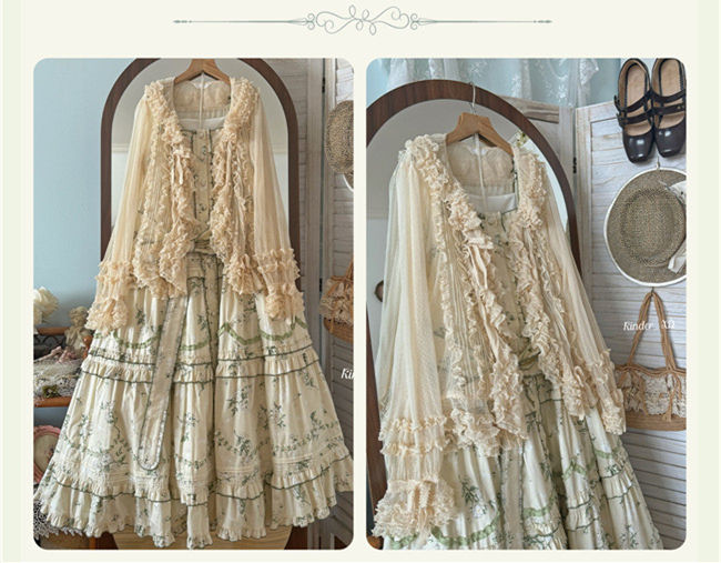 Camellia Print Lolita Jumper Dress and Headband