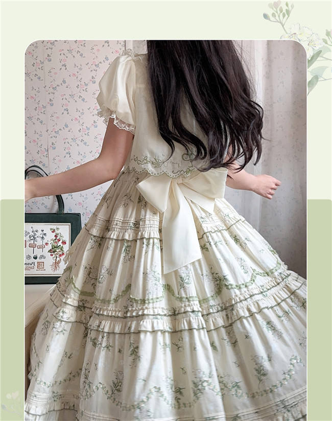 Camellia Print Lolita Jumper Dress and Headband