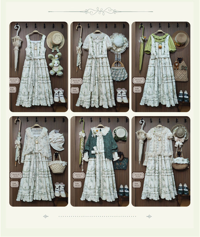 Camellia Print Lolita Jumper Dress and Headband