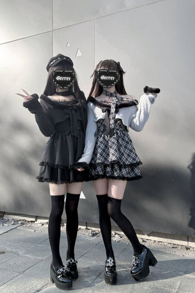 Bug Starting ~Stardust Pact~ Jirai Kei Kuro Plaid Strap Dress