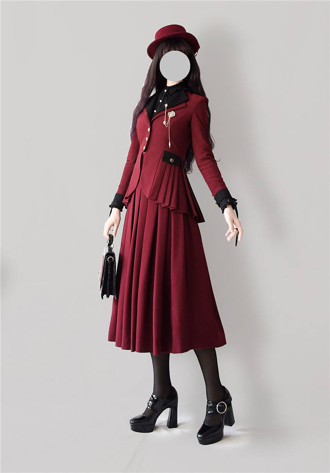 Foxtrot Lolita Plus Size Friendly Vintage Skirt and Coat Set