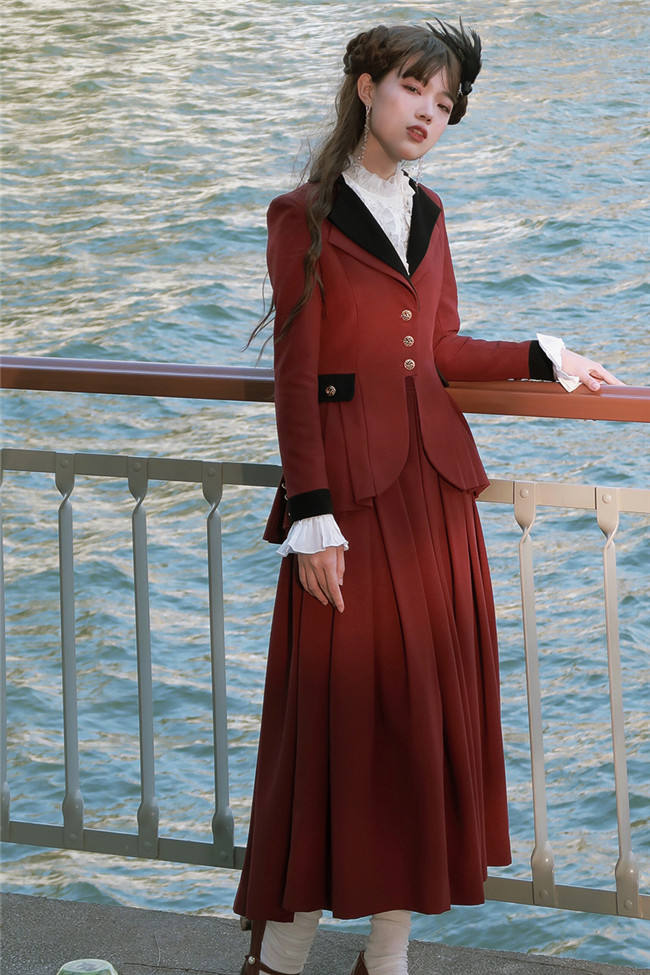 Foxtrot Lolita Plus Size Friendly Vintage Skirt and Coat Set