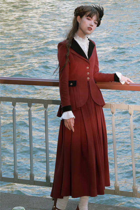 Foxtrot Lolita Plus Size Friendly Vintage Skirt and Coat Set