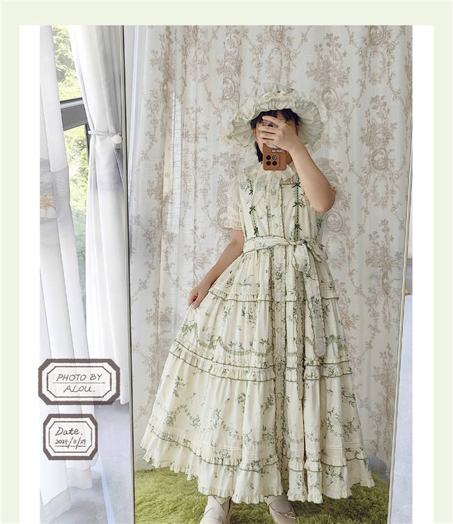 Camellia Print Lolita Jumper Dress and Headband