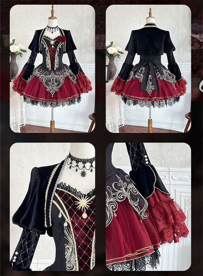 Blood Clan Feast Dark Gothic Lolita Jumper Dress and Bolero