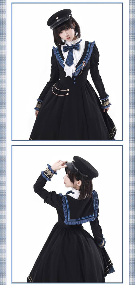 Ying Luo Fu Daybreak College Style Lolita One Piece Dress, Cape and Ribbon