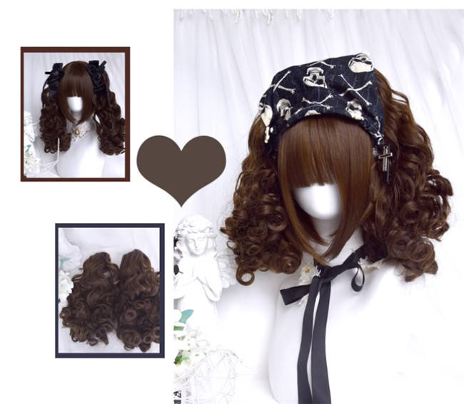 Doughnut Dark Brown Curly Lolita Wig