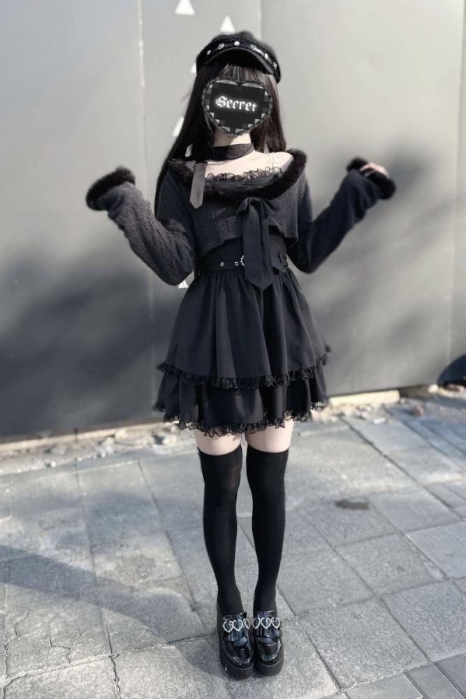 Bug Starting ~Stardust Pact~ Jirai Kei Kuro Plaid Strap Dress