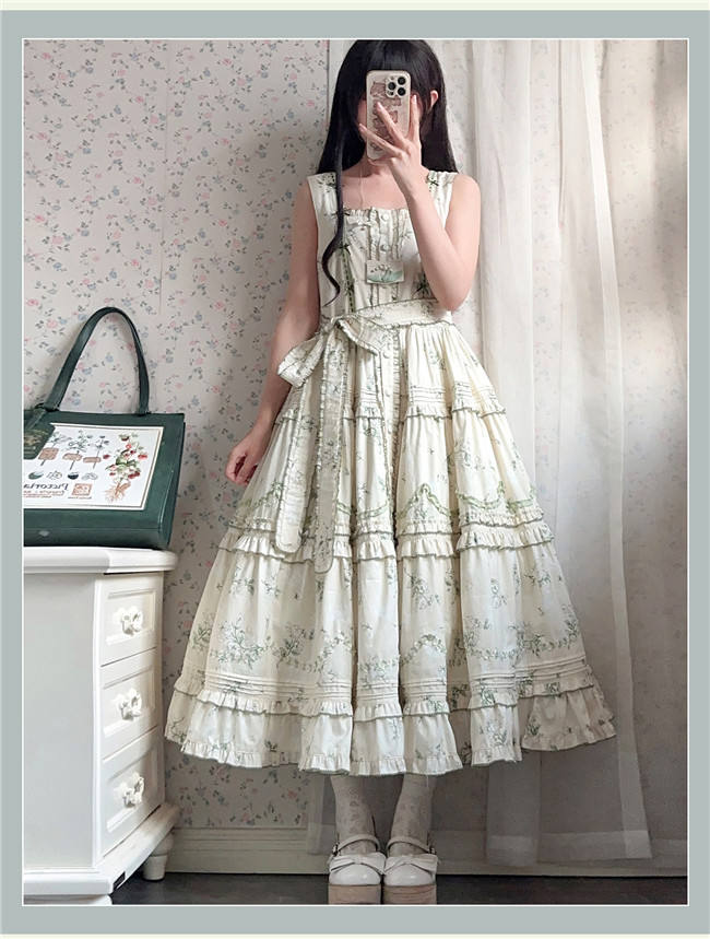 Camellia Print Lolita Jumper Dress and Headband