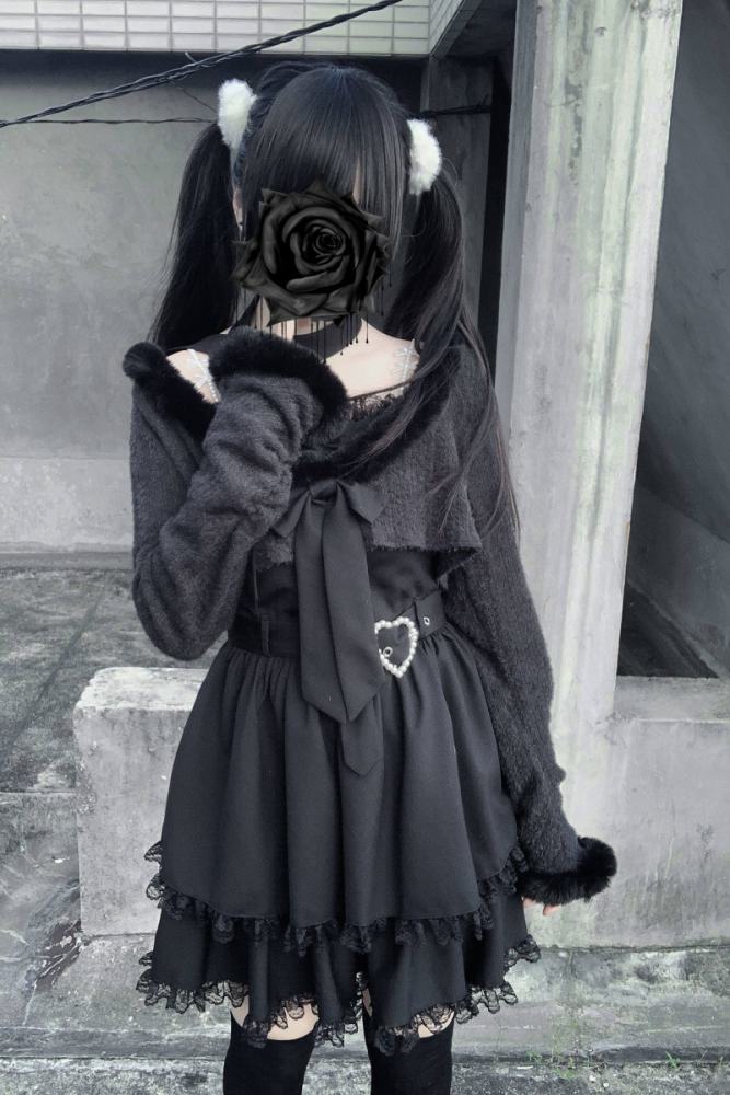 Bug Starting ~Stardust Pact~ Jirai Kei Kuro Plaid Strap Dress