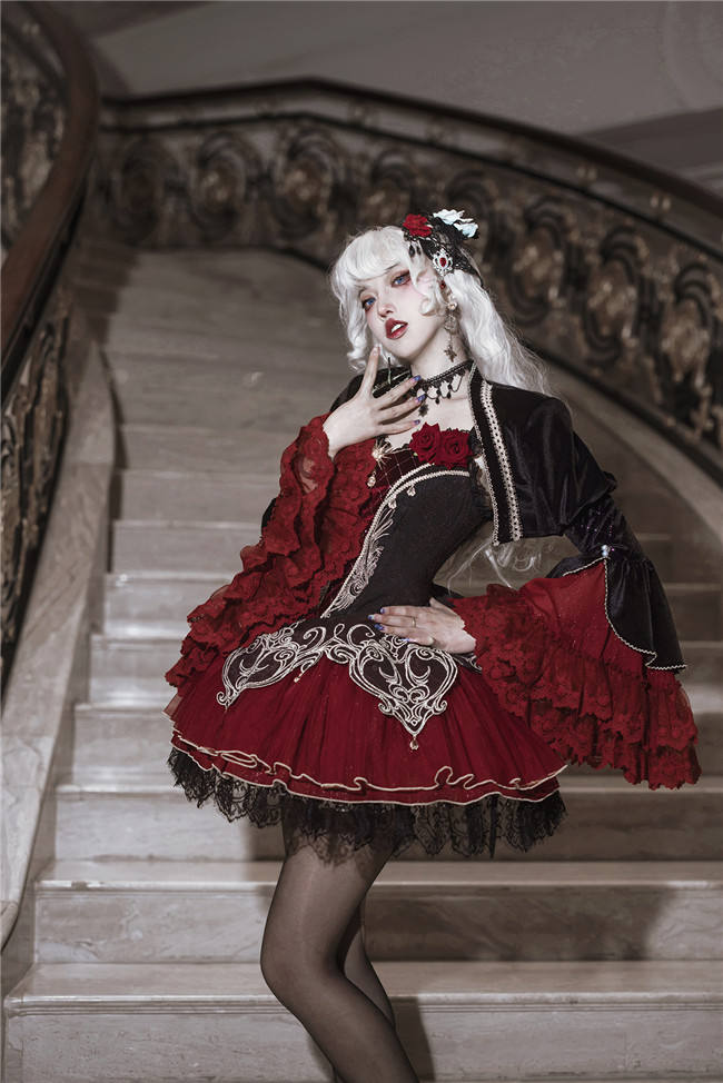 Blood Clan Feast Dark Gothic Lolita Jumper Dress and Bolero