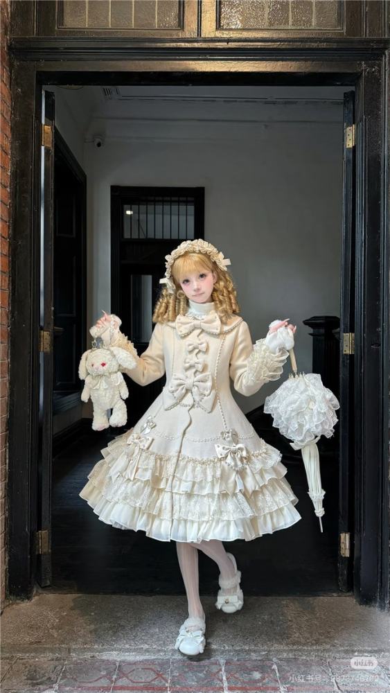 White Bird Pearls Bowknots Sweet Lolita Coat