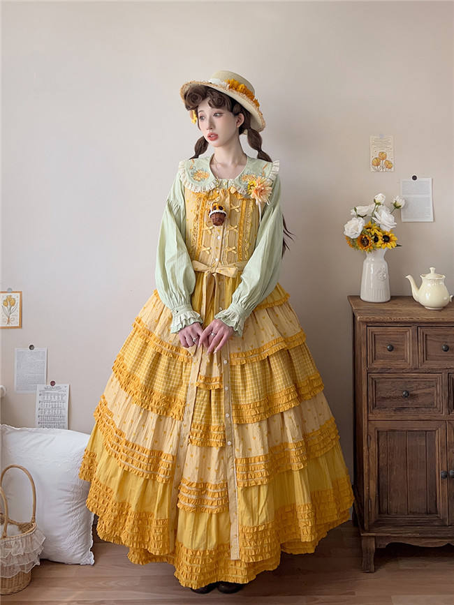 Miss Point Garden Sunflower Tiered Skirt Lolita Jumper Dress