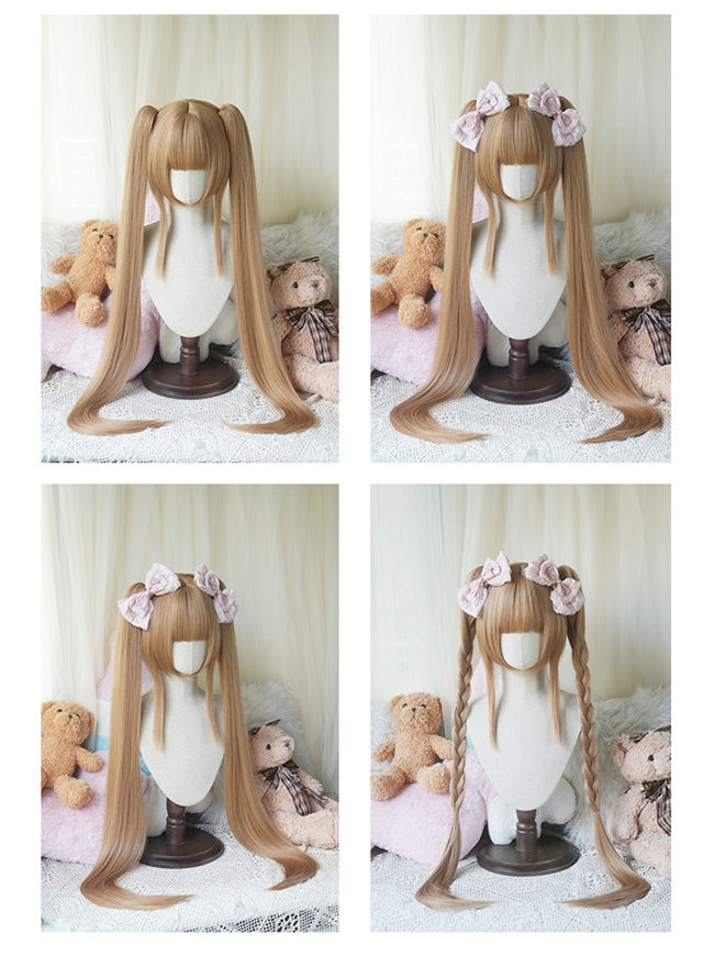 Yuchashui Face Framing Short Wigs and Long Straight Ponytails Set