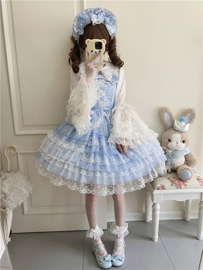 Love Prelude Lolita Jumper Dress, Blouse, Bonnet and Headbow