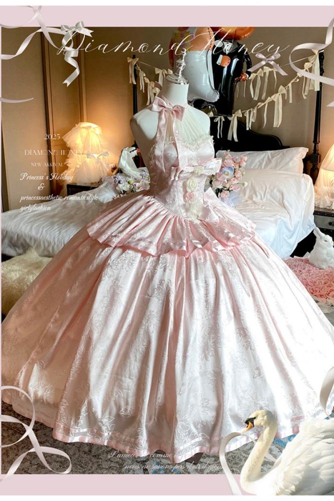 Diamond Honey ~Gently Into Dreams~ Halter Neck Pink Formal Dress