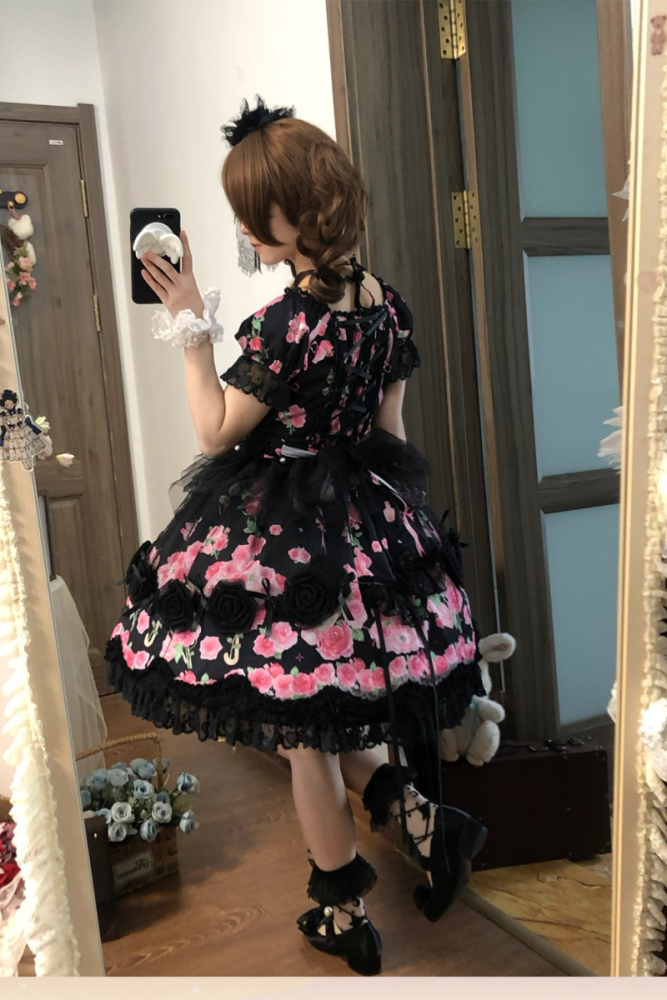 Feline Contract ~Little Rose~ Lolita Prints OP and Overdress 5 Colors