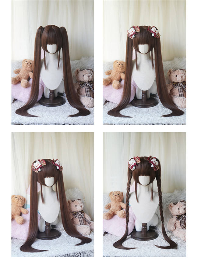 Yuchashui Face Framing Short Wigs and Long Straight Ponytails Set