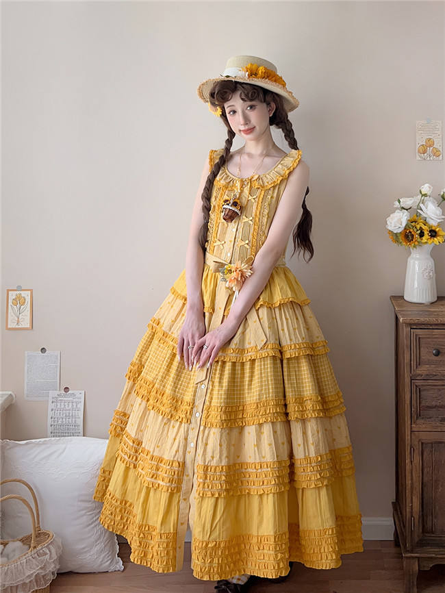Miss Point Garden Sunflower Tiered Skirt Lolita Jumper Dress