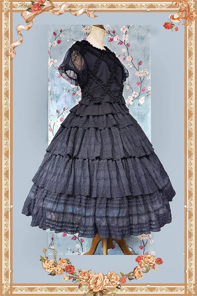 Infanta Dark Forest Black Skirt, Blouse and Headdress