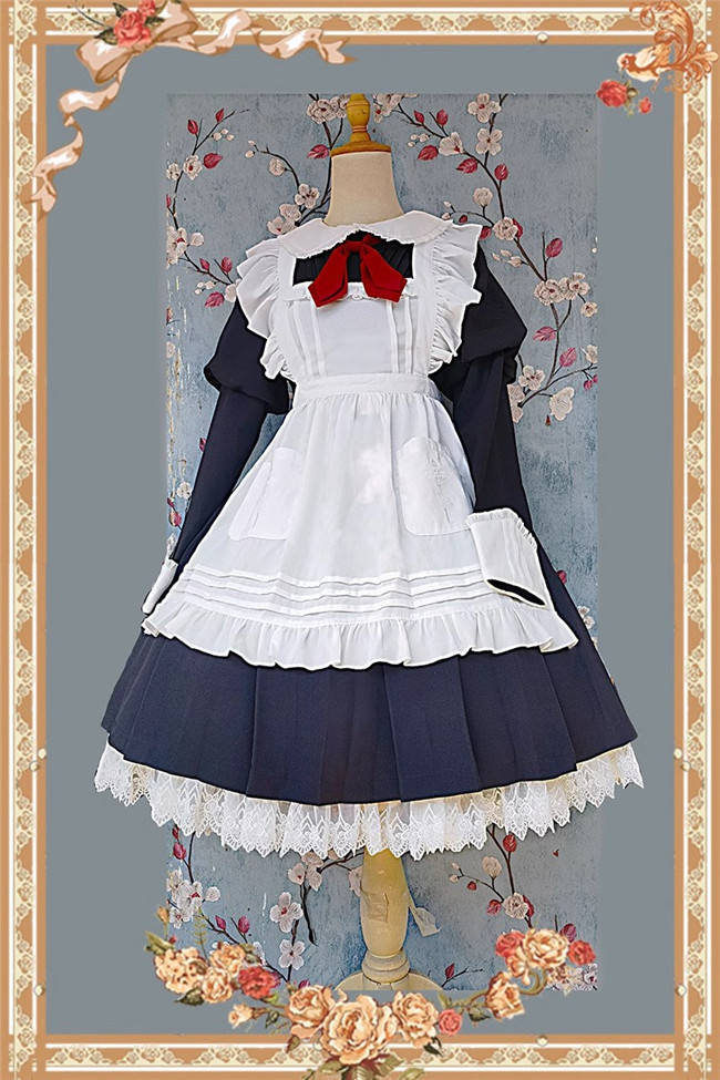 Infanta Russian Uniform Lolita Dress, Apron, Waist Bag and Hair Band