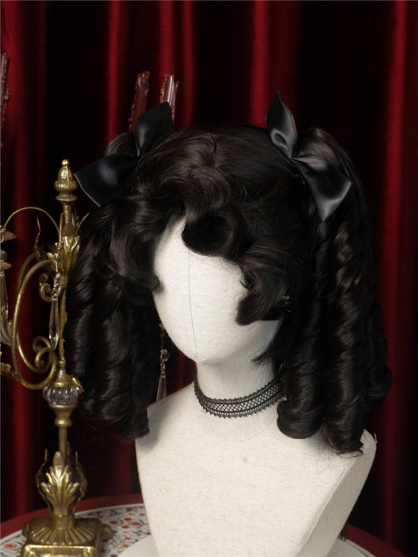 The Adams Girl Black Roman Curls Lolita Wigs