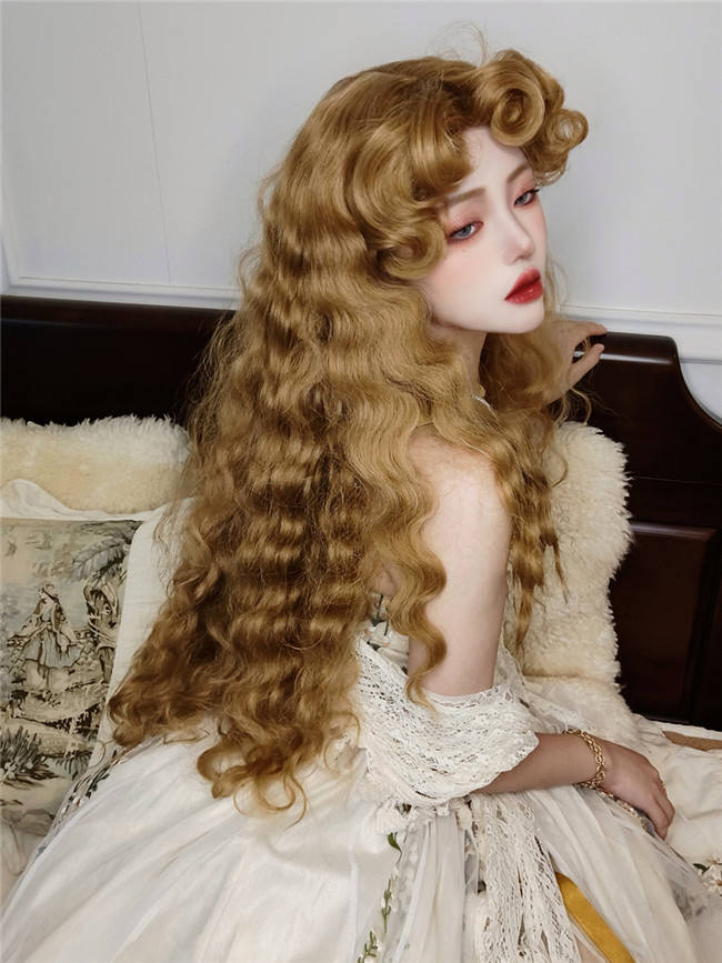 The Princess Diaries Vintage Long Curly Golden Brown Prince Wig