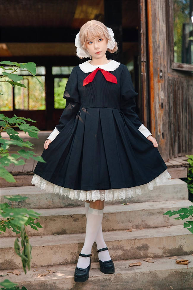 Infanta Russian Uniform Lolita Dress, Apron, Waist Bag and Hair Band