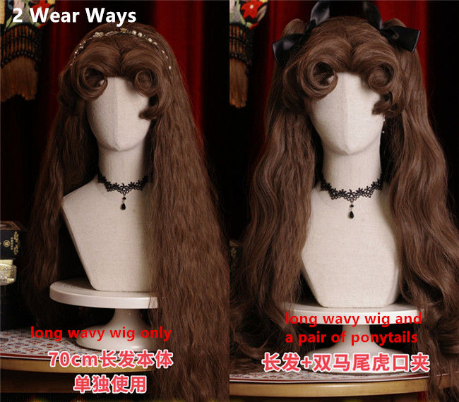 Dragon Family Water Wave Princess Wig and Double Ponytails
