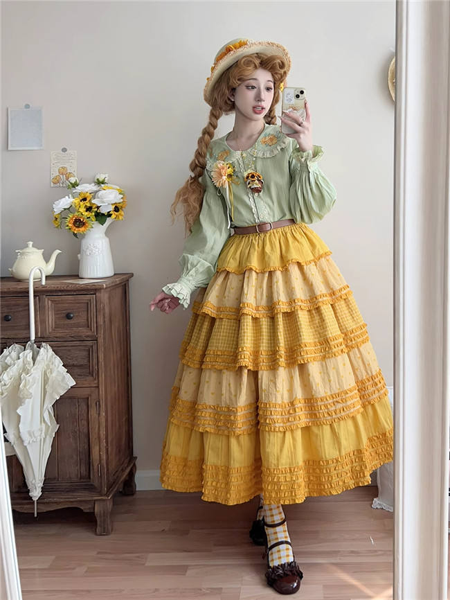 Miss Point Garden Sunflower Tiered Lolita Skirt