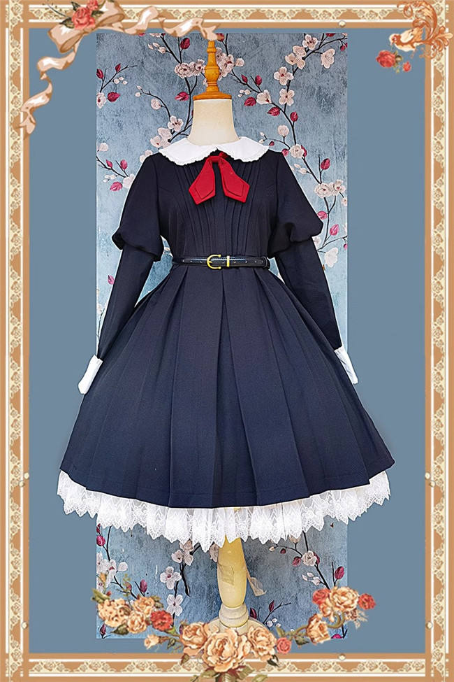Infanta Russian Uniform Lolita Dress, Apron, Waist Bag and Hair Band