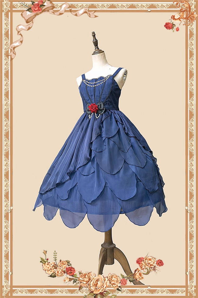 Infanta Dark Sea Mermaid Lolita Jumper Dress, Bowknot Tailing and Headbow