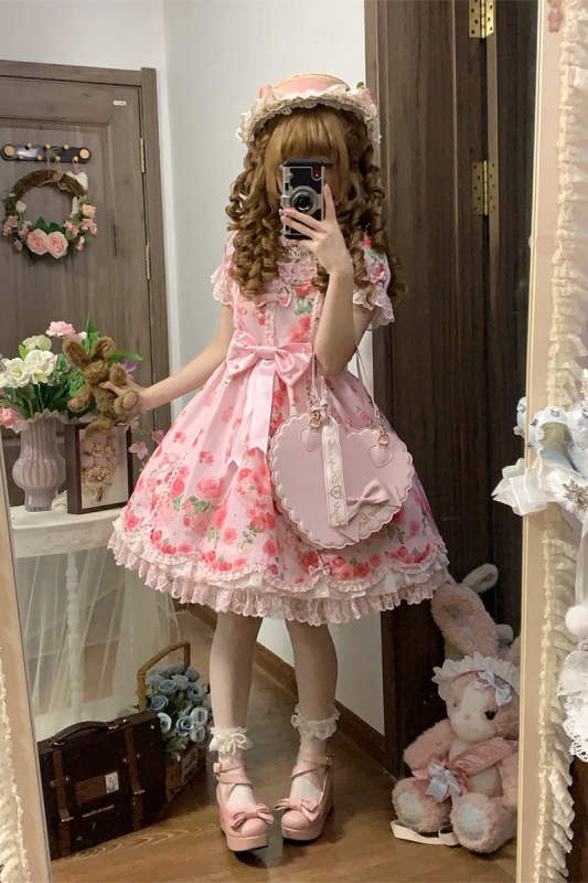 Feline Contract ~Little Rose~ Lolita Prints OP and Overdress 5 Colors