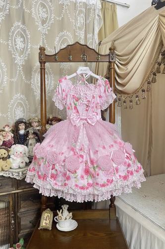 Feline Contract ~Little Rose~ Lolita Prints OP and Overdress 5 Colors