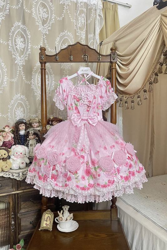 Feline Contract ~Little Rose~ Lolita Prints OP and Overdress 5 Colors