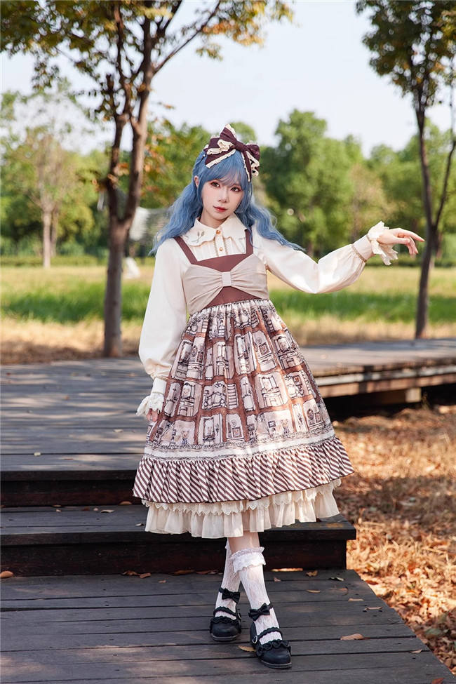 Infanta Underground Bear Brown Lolita Dress, Blouse, Underskirt and Headbow