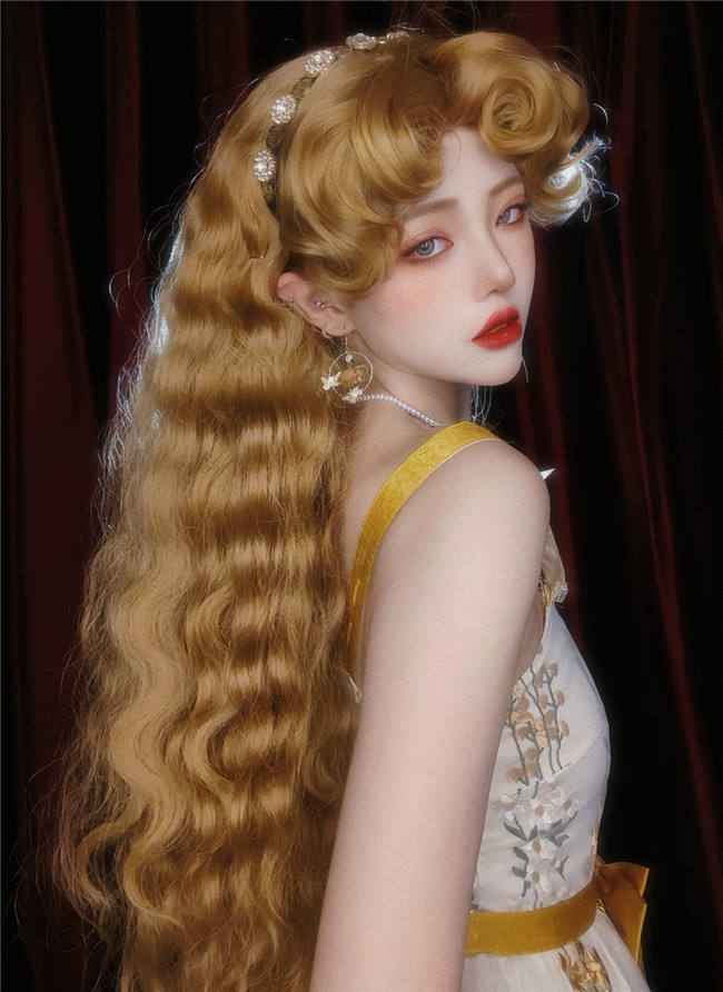 The Princess Diaries Vintage Long Curly Golden Brown Prince Wig