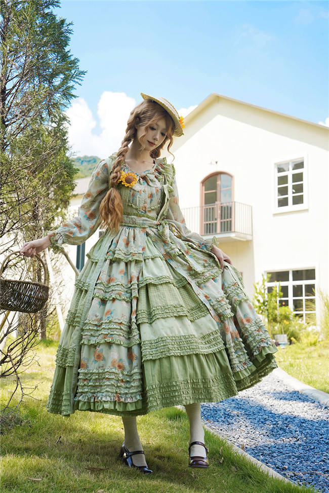 Miss Point Garden Sunflower Tiered Lolita Skirt
