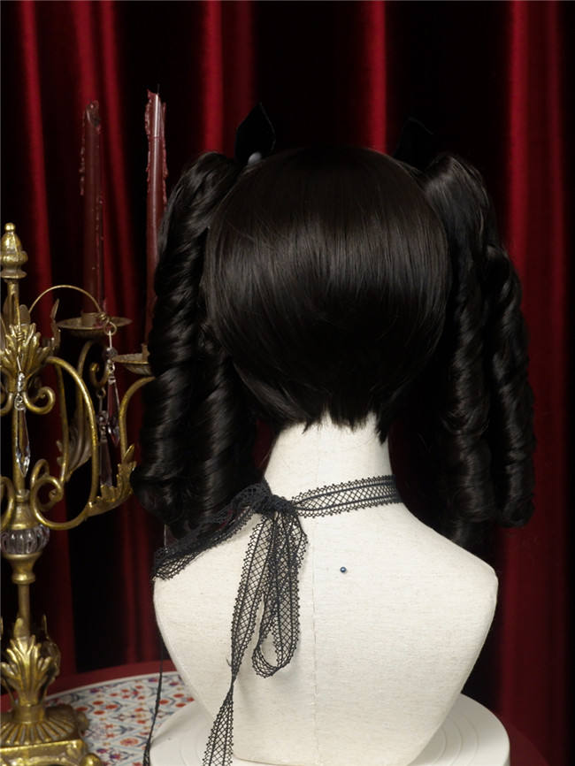 The Adams Girl Black Roman Curls Lolita Wigs