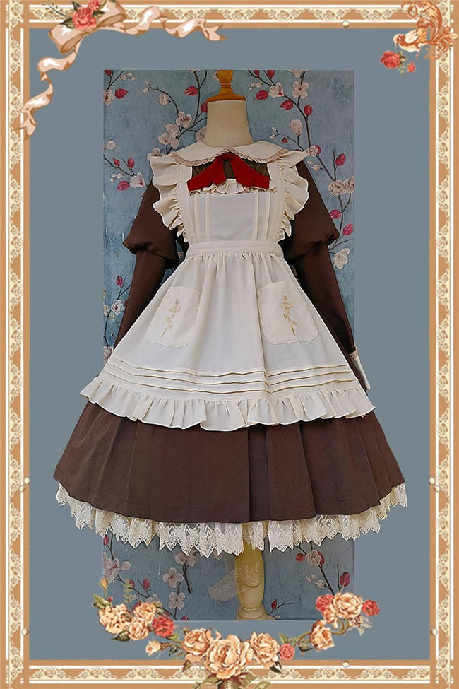 Infanta Russian Uniform Lolita Dress, Apron, Waist Bag and Hair Band
