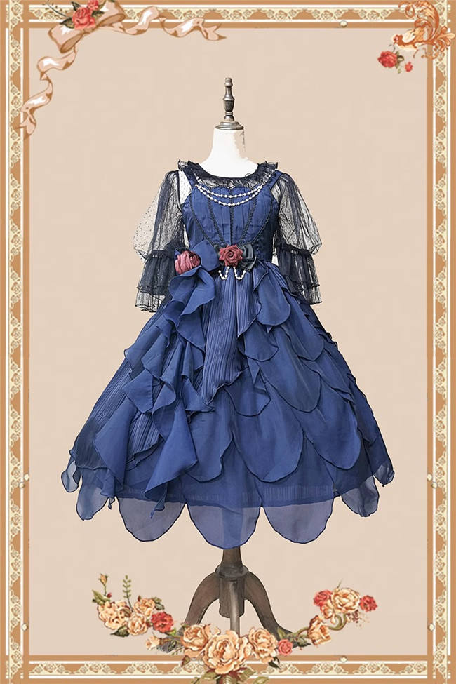 Infanta Dark Sea Mermaid Lolita Jumper Dress, Bowknot Tailing and Headbow