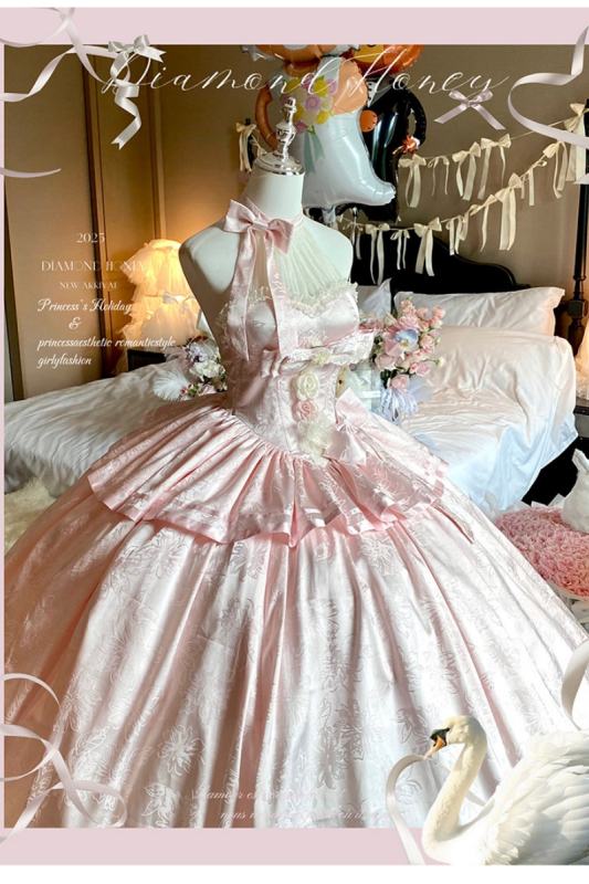 Diamond Honey ~Gently Into Dreams~ Halter Neck Pink Formal Dress