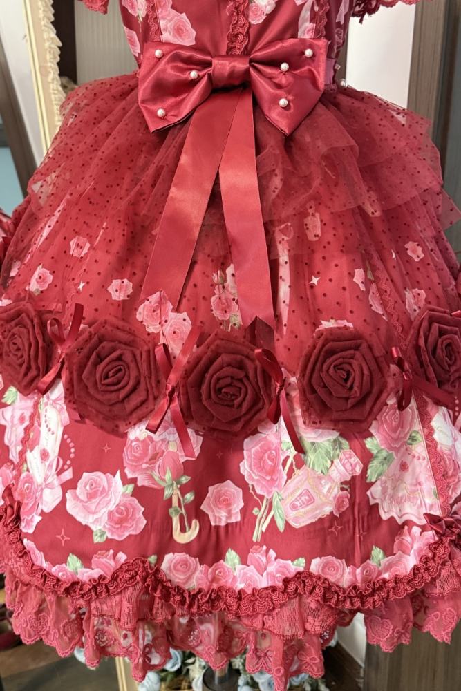 Feline Contract ~Little Rose~ Lolita Prints OP and Overdress 5 Colors