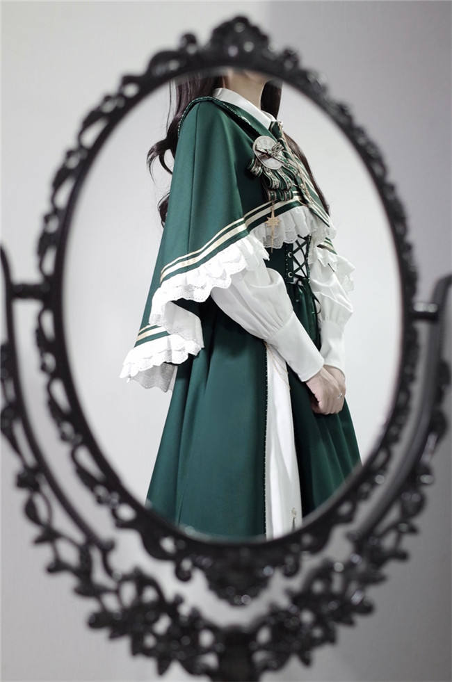 Time Traveler Lolita Salopette, Blouse, Cape and Necktie