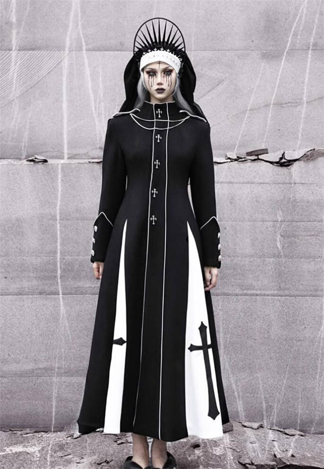 Blood Supply Trial of the Nuns Gothic Halloween Long Coat