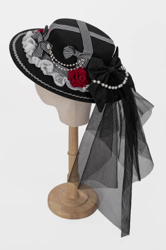 XRWY ~Earl of Rose~ Ouji Lolita Hat Brooch Bowknot and Corsage